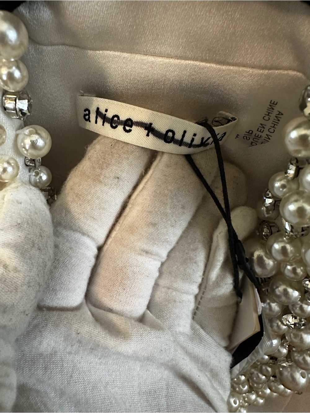 Alice + Olivia Ivory Pearl & Crystal Embellished Blazer Jacket - Picture 8 of 16